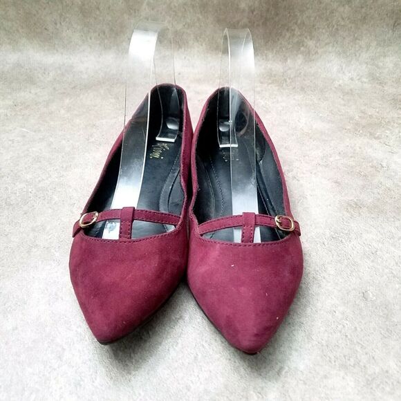 Fioni Womens Sz 7 M Red Wine Suede Pointed Toe Slip On Ballet Flats - Picture 2 of 9